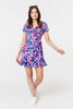 Blue | Floral Frill Faux Wrap Short Dress