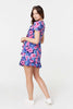 Blue | Floral Frill Faux Wrap Short Dress