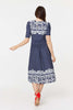 Navy | Printed 1/2 Sleeve Midi Dress