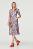 Grey | Floral Layered V-Neck Midi Dress