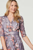 Grey | Floral Layered V-Neck Midi Dress