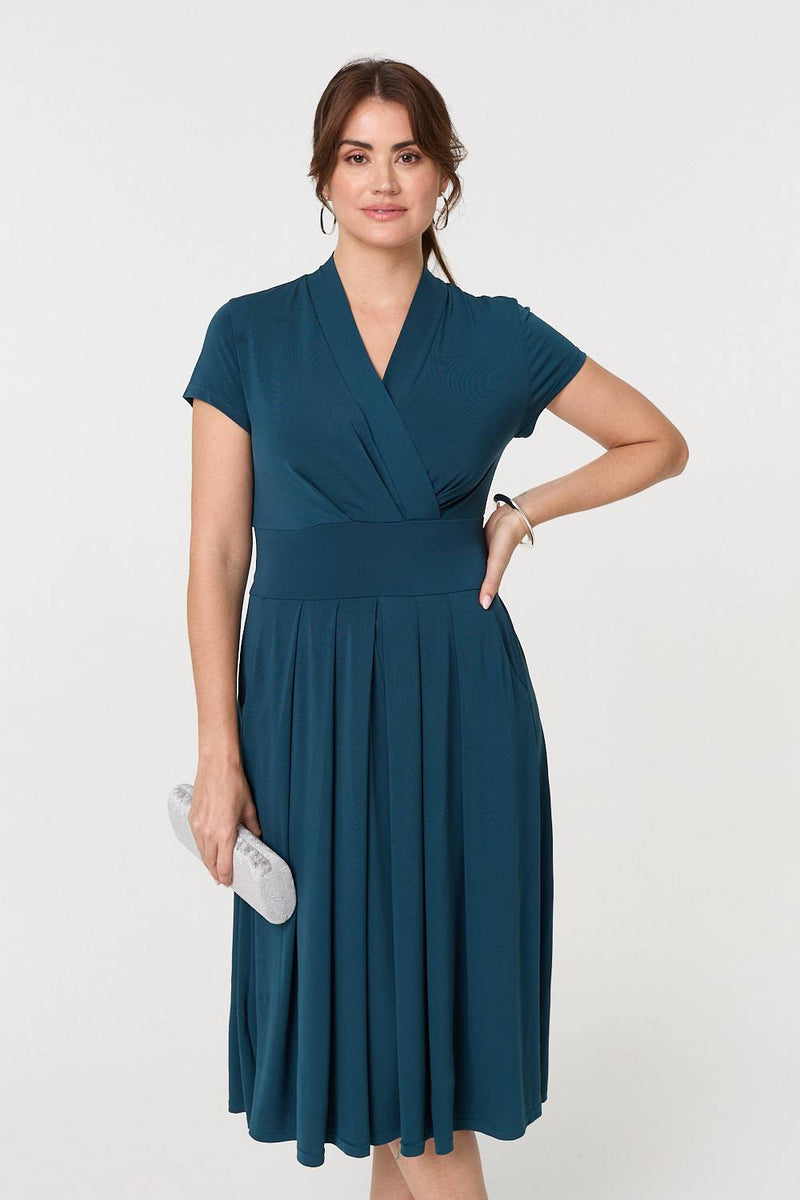 Cap Sleeve Tie Waist Jersey Midi Dress Cap Sleeve Tie Waist Jersey Midi Dress