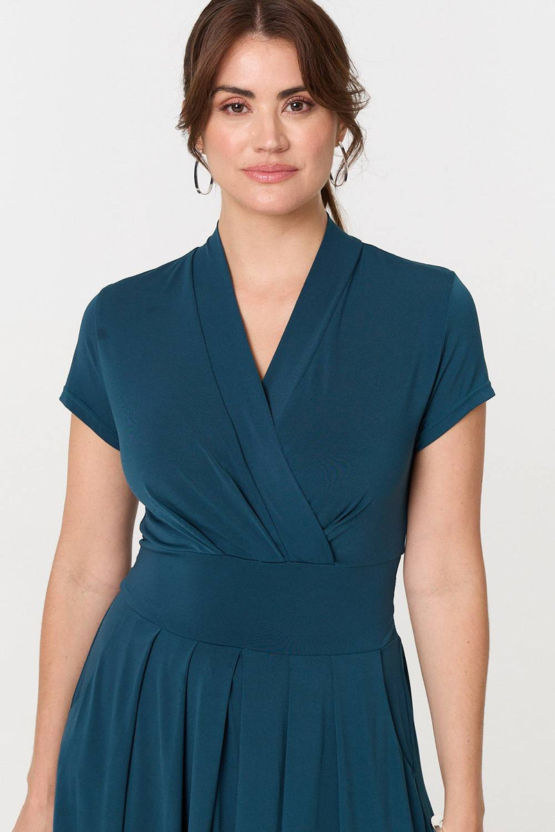 Cap Sleeve Tie Waist Jersey Midi Dress | Izabel London Cap Sleeve Tie Waist Jersey Midi Dress | Izabel London