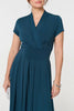 Teal | Cap Sleeve Tie Waist Jersey Midi Dress

