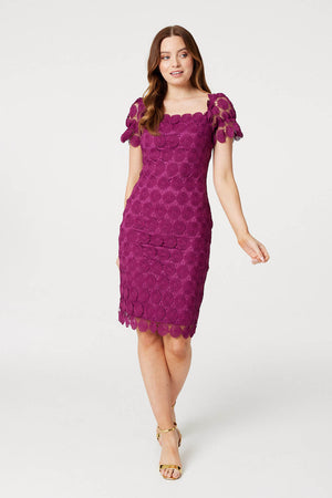 Purple | Floral Lace Bodycon Dress