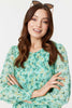 Blue | Floral Long Sleeve Midi Smock Dress