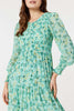 Blue | Floral Long Sleeve Midi Smock Dress