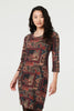 Black | Patchwork Print 3/4 Sleeve Short Dress
