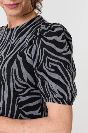 Grey | Animal Print Knee Length Shift Dress
