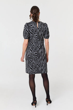 Grey | Animal Print Knee Length Shift Dress
