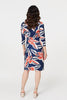 Navy | Floral 3/4 Sleeve Midi Shirt Dress
