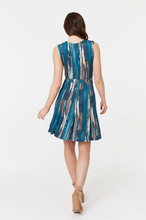 Teal | Printed Sleeveless Short Dress