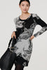 Grey | Floral Long Sleeve Jersey Shift Dress
