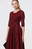 Red | Glitter Mesh Twist Front Midi Dress
