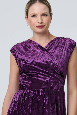 Purple | Crushed Velvet Fit & Flare Midi Dress
