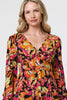 Orange | Tropical Floral Print Long Sleeve Midi Dress

