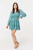 Green | Tiered Long Sleeve Mini Dress