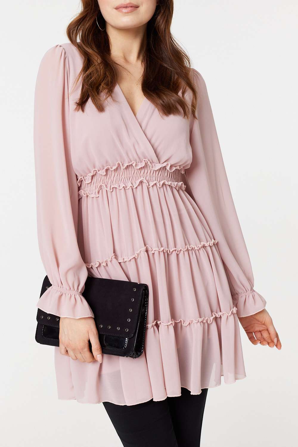 Pink | Lace Detail Long Sleeve Mini Dress