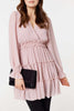 Pink | Tiered Long Sleeve Mini Dress