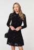 Black | Lace Layer Long Sleeve Mini Shirt Dress
