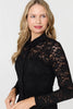 Black | Lace Layer Long Sleeve Mini Shirt Dress
