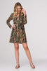 Green | Printed Long Sleeve Tie Waist Mini Dress