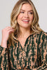 Green | Printed Long Sleeve Tie Waist Mini Dress