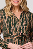 Green | Printed Long Sleeve Tie Waist Mini Dress