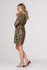 Green | Printed Long Sleeve Tie Waist Mini Dress