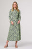 Green | Printed Long Sleeve Midi Shirt Dress
