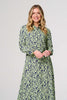 Green | Printed Long Sleeve Midi Shirt Dress
