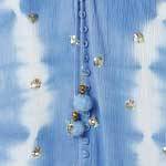 Blue | Tie Dye Print Shirred Tie Waist Midi Dress
