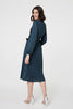 Green | Ruched Long Sleeve Midi Wrap Dress
