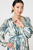 Teal | Abstract Long Sleeve Empire Mini Dress
