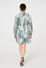 Teal | Abstract Long Sleeve Empire Mini Dress
