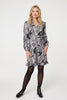 Beige | Abstract Ruffled Tie Waist Knee Length Dress
