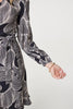 Beige | Abstract Ruffled Tie Waist Knee Length Dress
