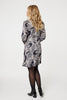 Beige | Abstract Ruffled Tie Waist Knee Length Dress
