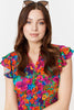Pink | Floral Frill Cap Sleeve Midi Dress