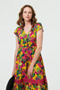 Green | Floral Lace Trim Cap Sleeve Midi Dress
