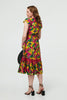 Green | Floral Lace Trim Cap Sleeve Midi Dress
