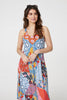 Red | Patchwork Print Sleeveless Midi Dress
