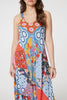Red | Patchwork Print Sleeveless Midi Dress