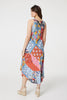 Red | Patchwork Print Sleeveless Midi Dress