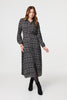 Black | Chevron Print Long Sleeve Midi Shirt Dress
