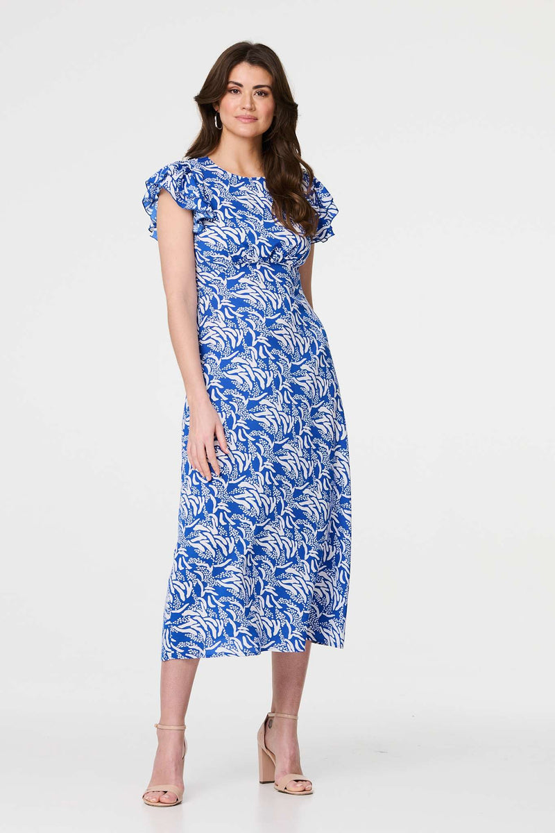 Printed Frill Cap Sleeve Midi Dress | Izabel London Printed Frill Cap Sleeve Midi Dress | Izabel London