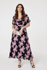 Pink | Floral V-Neck Maxi Dress with Belt