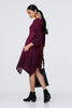 Purple | Geo Print Hanky Hem 3/4 Sleeve Tunic Dress