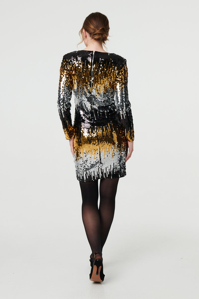 Sparkly Sequin Long Sleeve Mini Dress | Izabel London Sparkly Sequin Long Sleeve Mini Dress | Izabel London