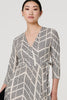 Cream | Printed 3/4 Sleeve Knee Length Wrap Dress
